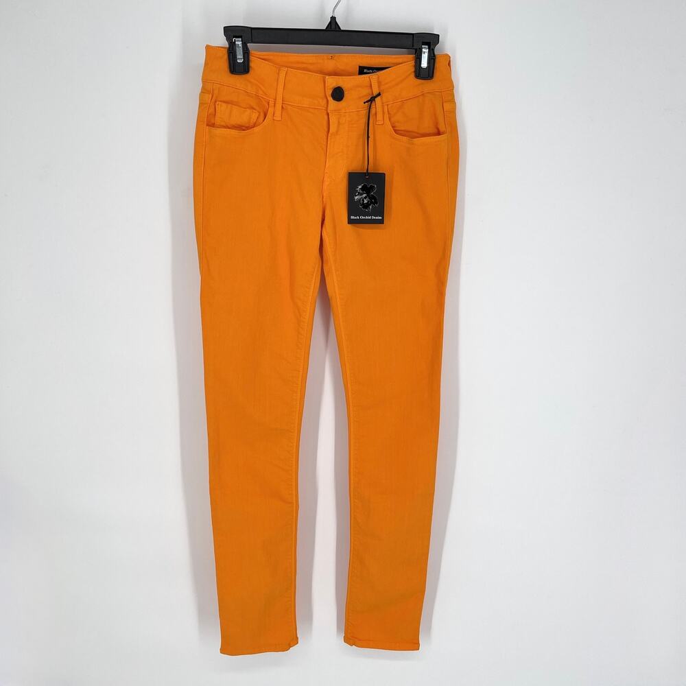 Black Orchid Denim NEW Skinny Jeans Sz 27 SAMPLE Low Rise Faded Orange Stretch